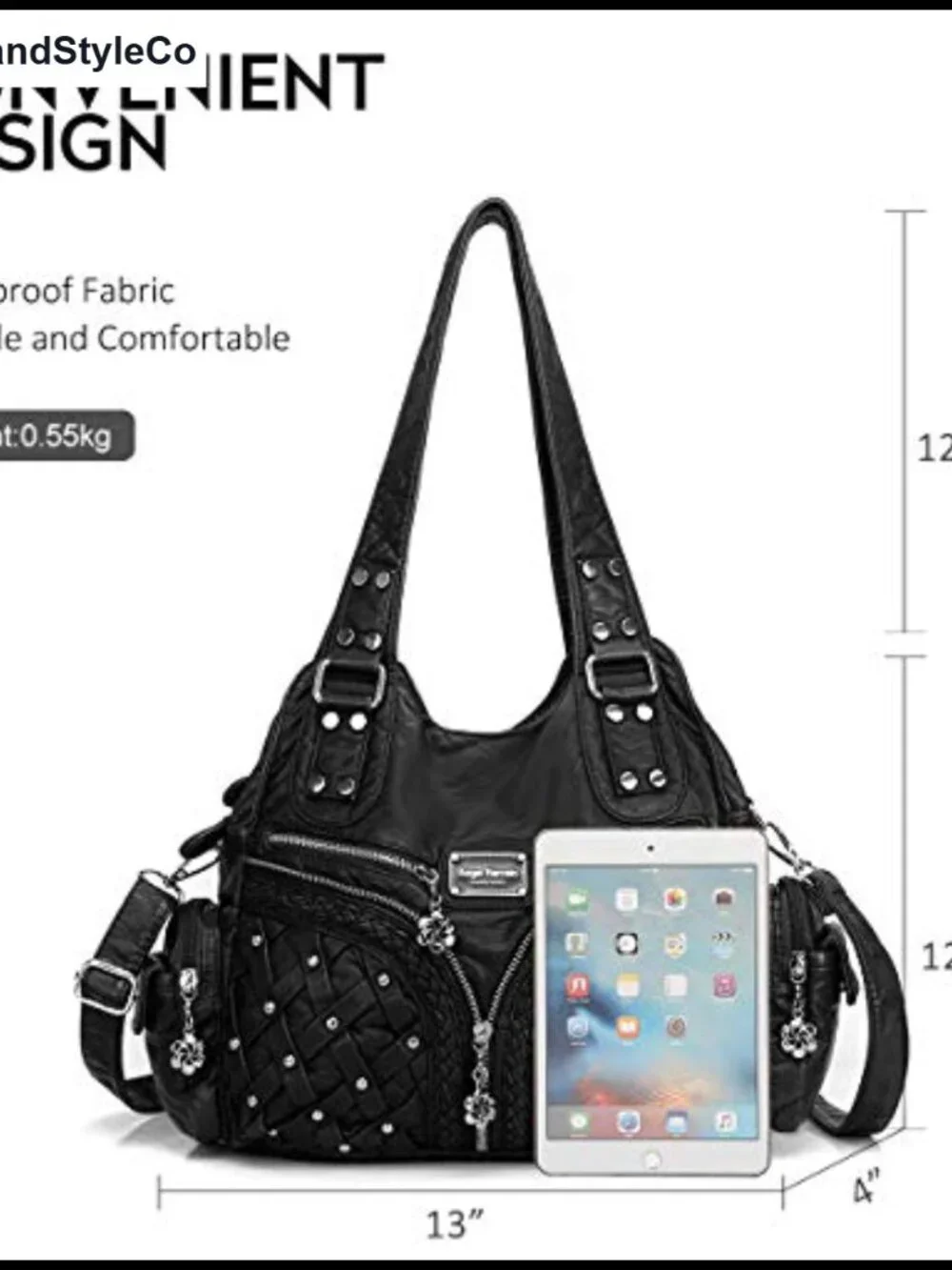 Women's Large PU Leather Hobo Shoulder Bag with Multiple Pockets